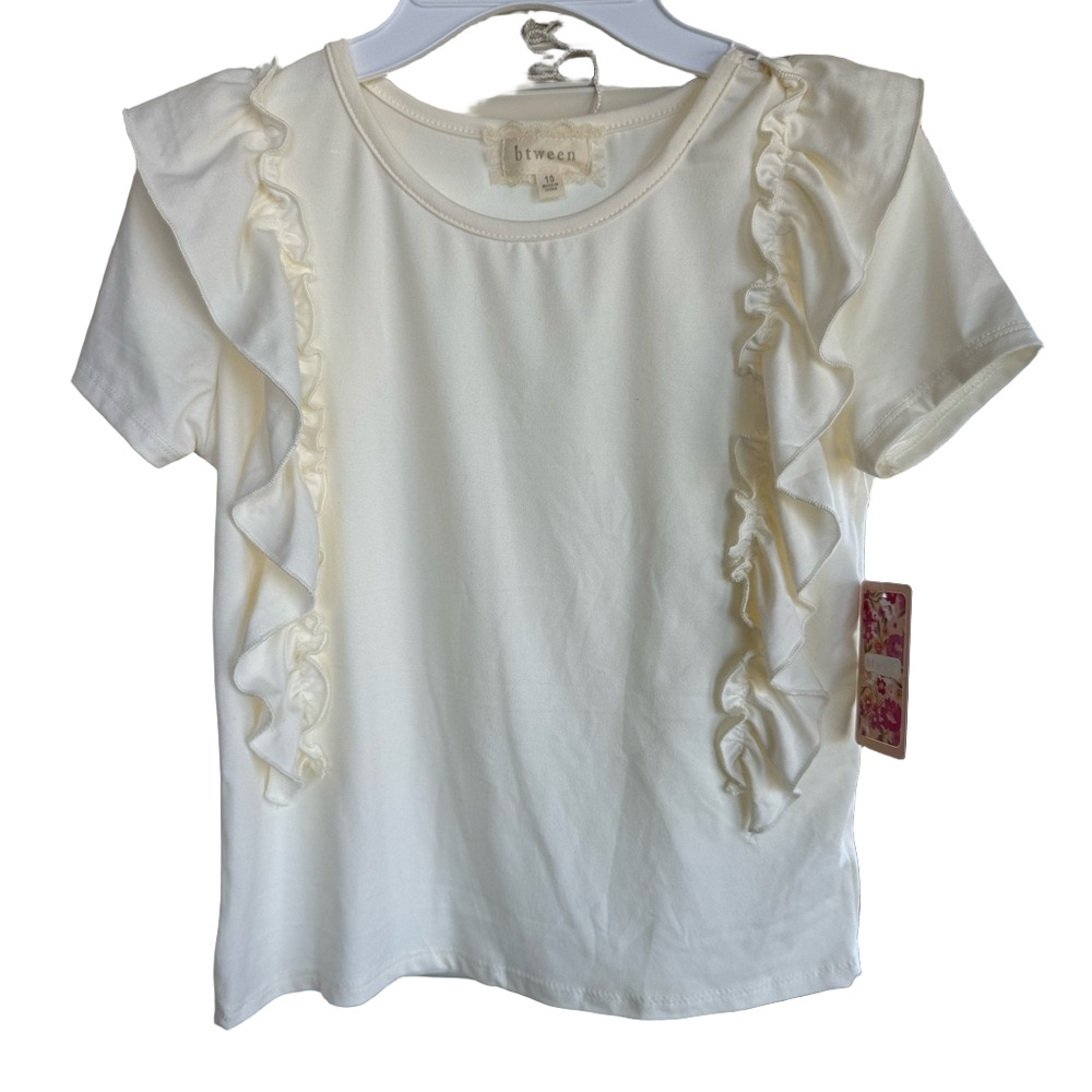 Btween Girls Ruffled Cream Shirt New With Tags